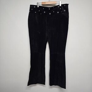Vtg Wilsons Leather Maxima Pants Womens 16 Black Suede Grommet Flare Goth Y2K